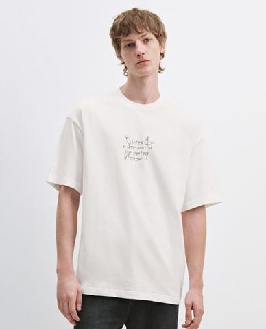  URBAN REVIVO - Áo thun nam cổ tròn tay ngắn 