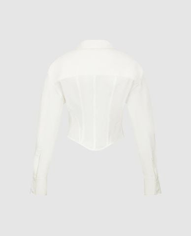  URBAN REVIVO - Áo sơ mi nữ tay dài dáng corset 