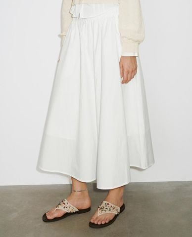  URBAN REVIVO - Chân váy chữ A midi lưng thun 