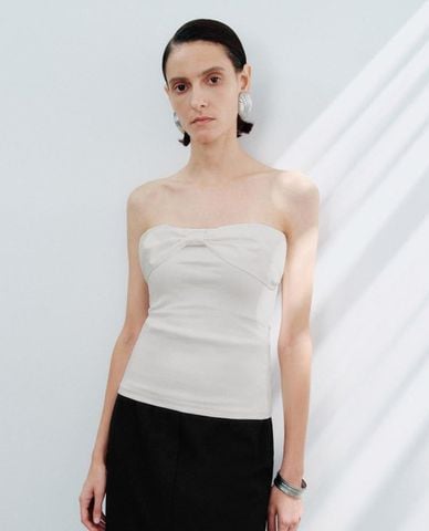  URBAN REVIVO - Áo sát nách nữ phom ôm phối nơ 