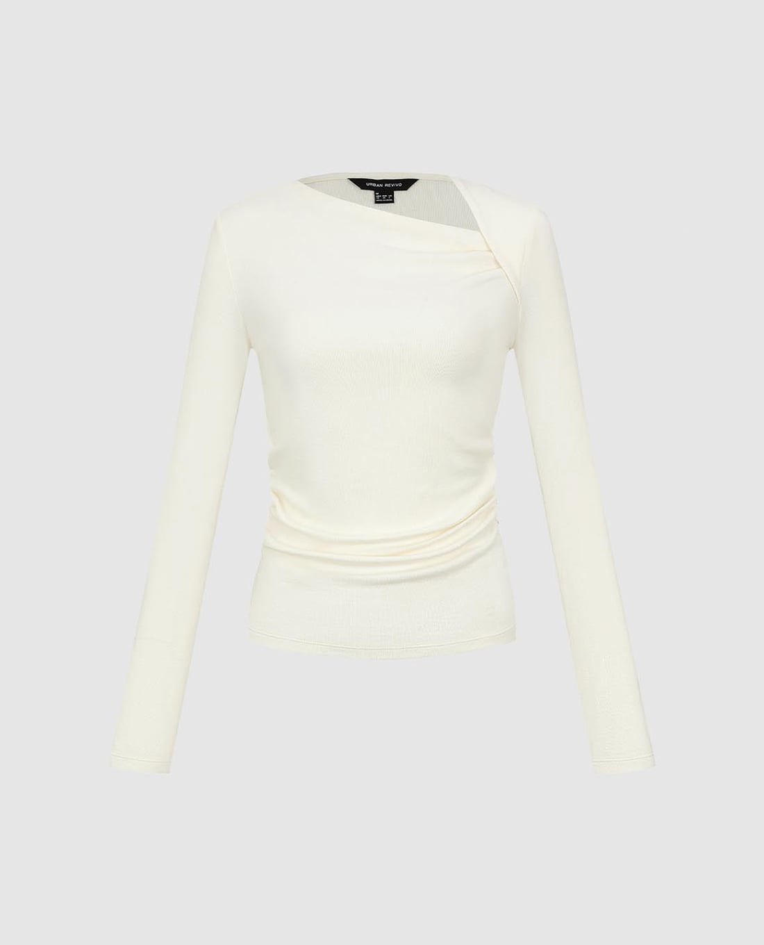 URBAN REVIVO - Áo kiểu nữ lệch vai tay dài phom ôm