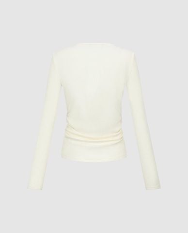  URBAN REVIVO - Áo kiểu nữ lệch vai tay dài phom ôm 