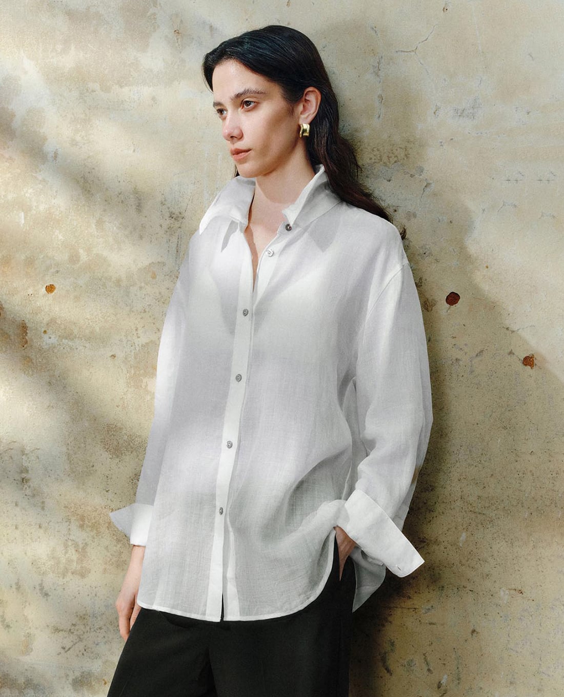 URBAN REVIVO - Áo sơ mi nữ cổ bẻ tay dài thanh lịch