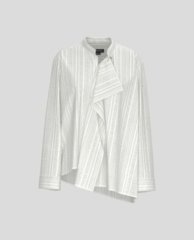  URBAN REVIVO - Áo kiểu nữ cổ trụ tay dài vạt chéo 