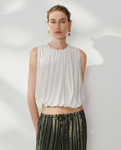  URBAN REVIVO - Áo sát nách nữ cổ tròn bo gấu 