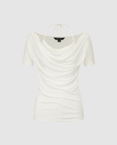  URBAN REVIVO - Áo kiểu nữ cổ đổ phối layer 