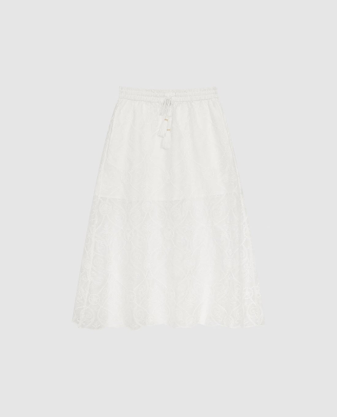 URBAN REVIVO - Chân váy chữ A midi phối dây rút