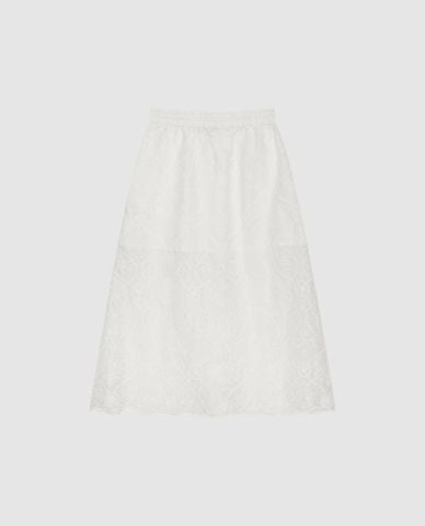  URBAN REVIVO - Chân váy chữ A midi phối dây rút 