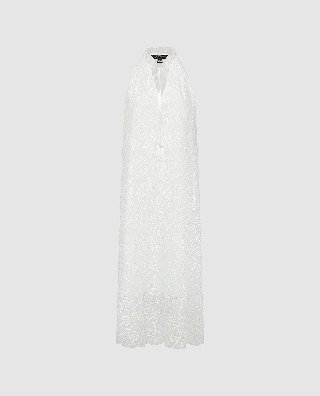 URBAN REVIVO - Đầm sát nách maxi phối tua rua thêu ren