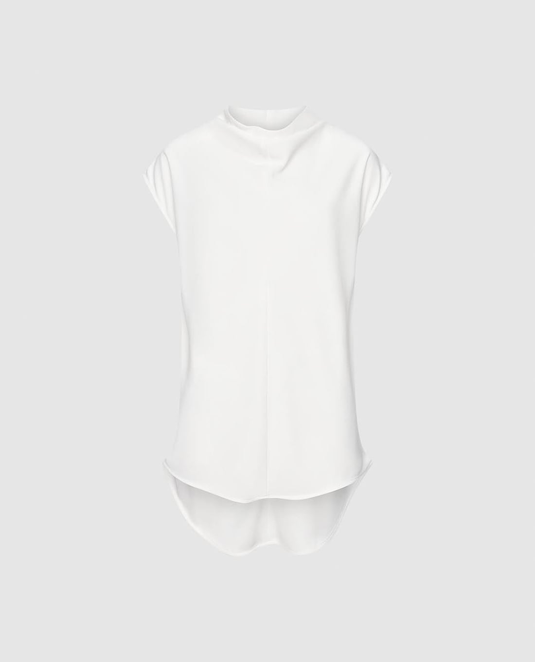 URBAN REVIVO - Áo kiểu nữ cổ trụ tay ngắn vạt bất đối xứng