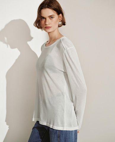  URBAN REVIVO - Áo dệt kim nữ cổ tròn tay dài phom suông 