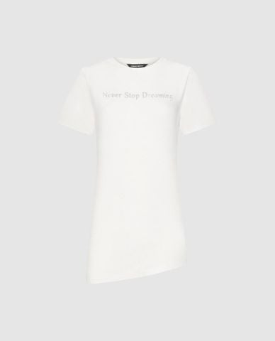  URBAN REVIVO - Áo thun nữ cổ tròn tay ngắn vạt chéo 