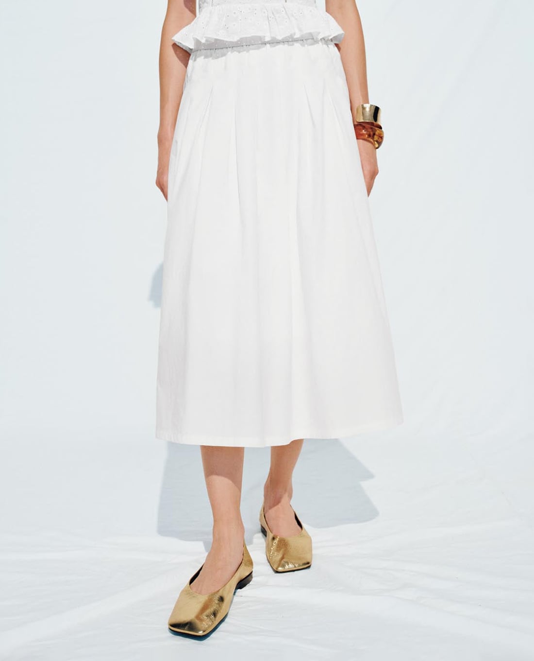 URBAN REVIVO - Chân váy chữ A midi lưng thun dáng xoè