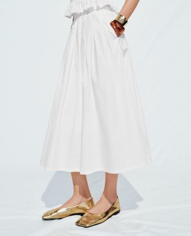  URBAN REVIVO - Chân váy chữ A midi lưng thun dáng xoè 