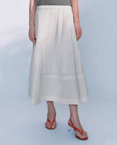  URBAN REVIVO - Chân váy chữ A midi lưng thun 