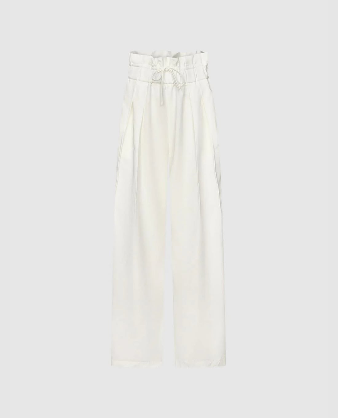 URBAN REVIVO - Quần nữ ống rộng lưng bèo phối dây rút