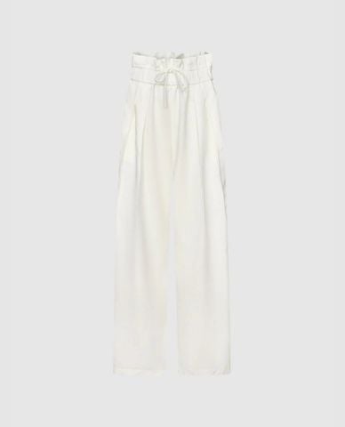  URBAN REVIVO - Quần nữ ống rộng lưng bèo phối dây rút 