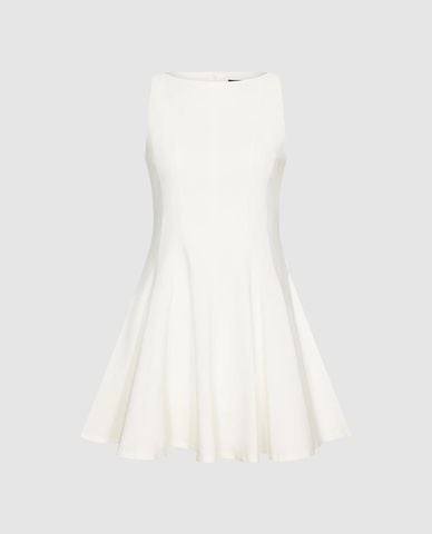  URBAN REVIVO - Đầm sát nách mini cổ thuyền dáng xòe 