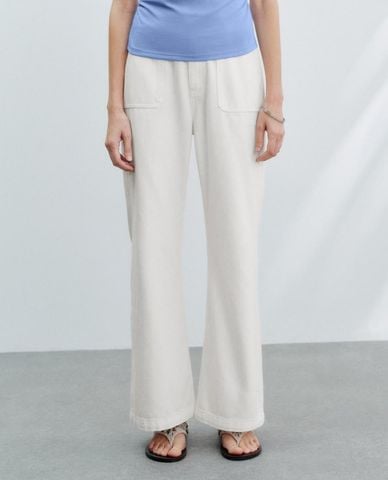  URBAN REVIVO - Quần jeans nữ ống rộng thời trang 