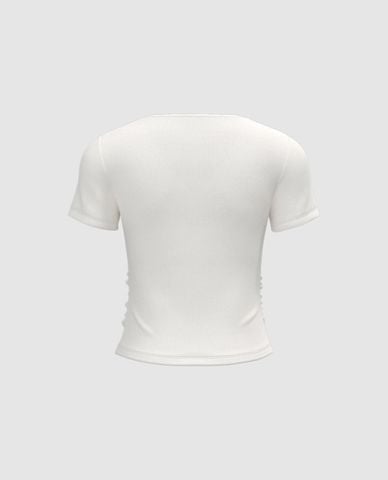  URBAN REVIVO - Áo kiểu nữ cổ V phom ôm Ruched Skinny 