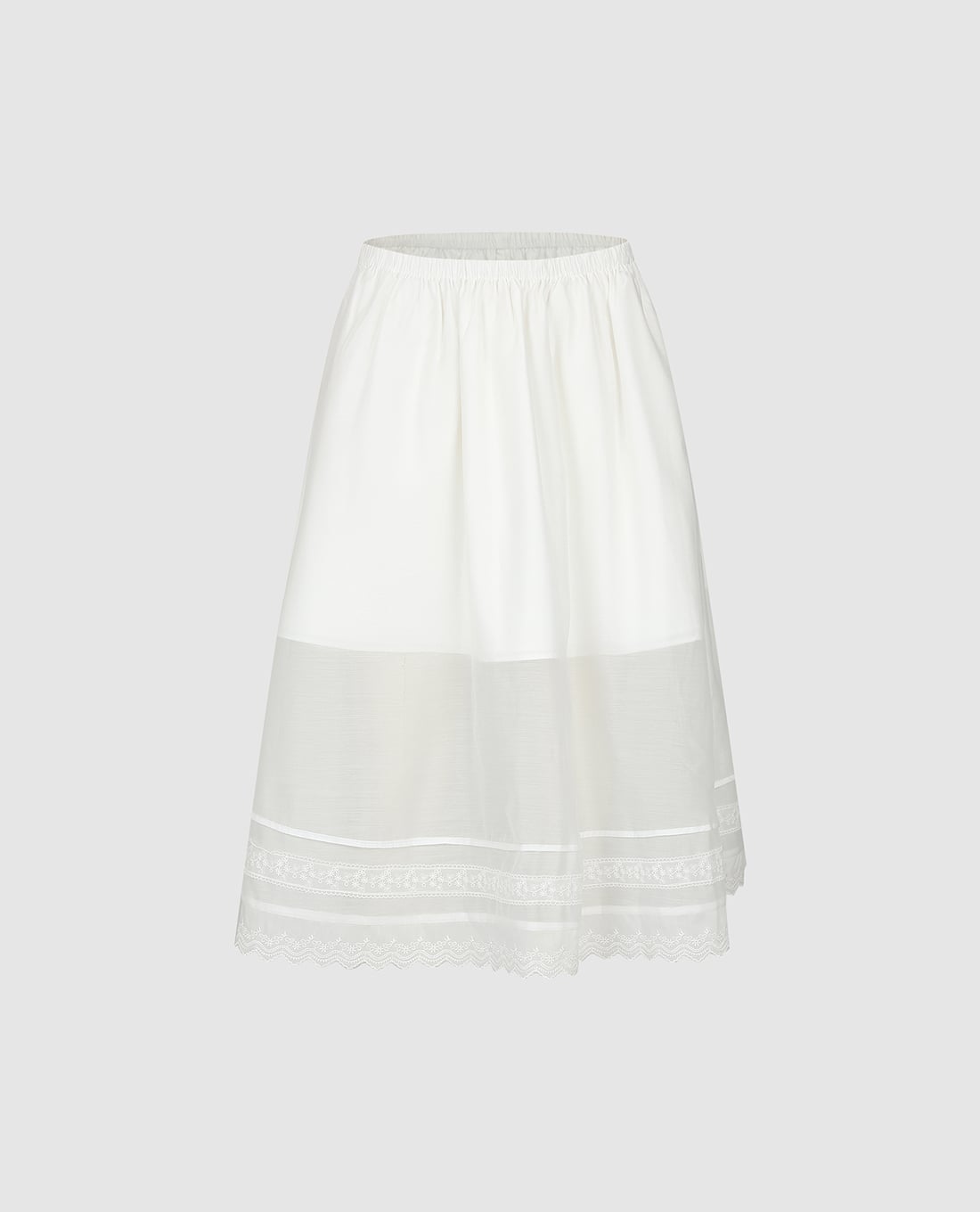 URBAN REVIVO - Chân váy chữ A midi phối viền ren