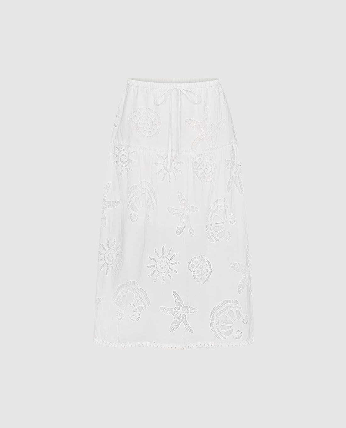 URBAN REVIVO - Chân váy phom suông midi phối ren