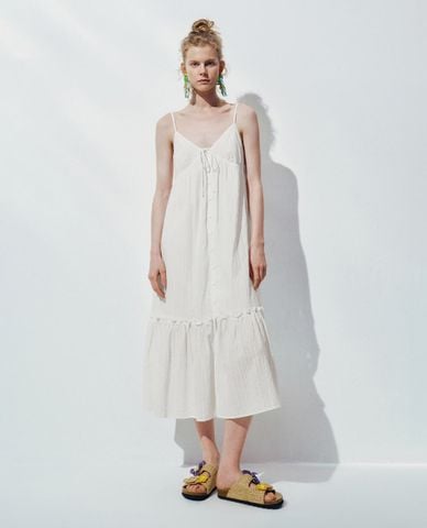  URBAN REVIVO - Đầm hai dây midi xẻ tà Camisole 