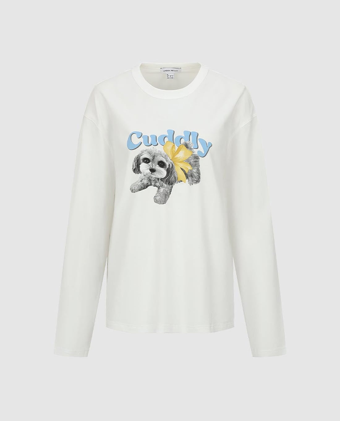 URBAN REVIVO - Áo thun nữ cổ tròn tay dài in họa tiết