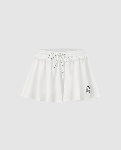  URBAN REVIVO - Chân váy mini lưng thun phối dây rút 