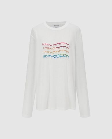  URBAN REVIVO - Áo thun nữ cổ tròn tay dài in chữ 