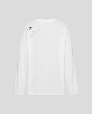  URBAN REVIVO - Áo thun nữ cổ tròn tay dài in họa tiết 