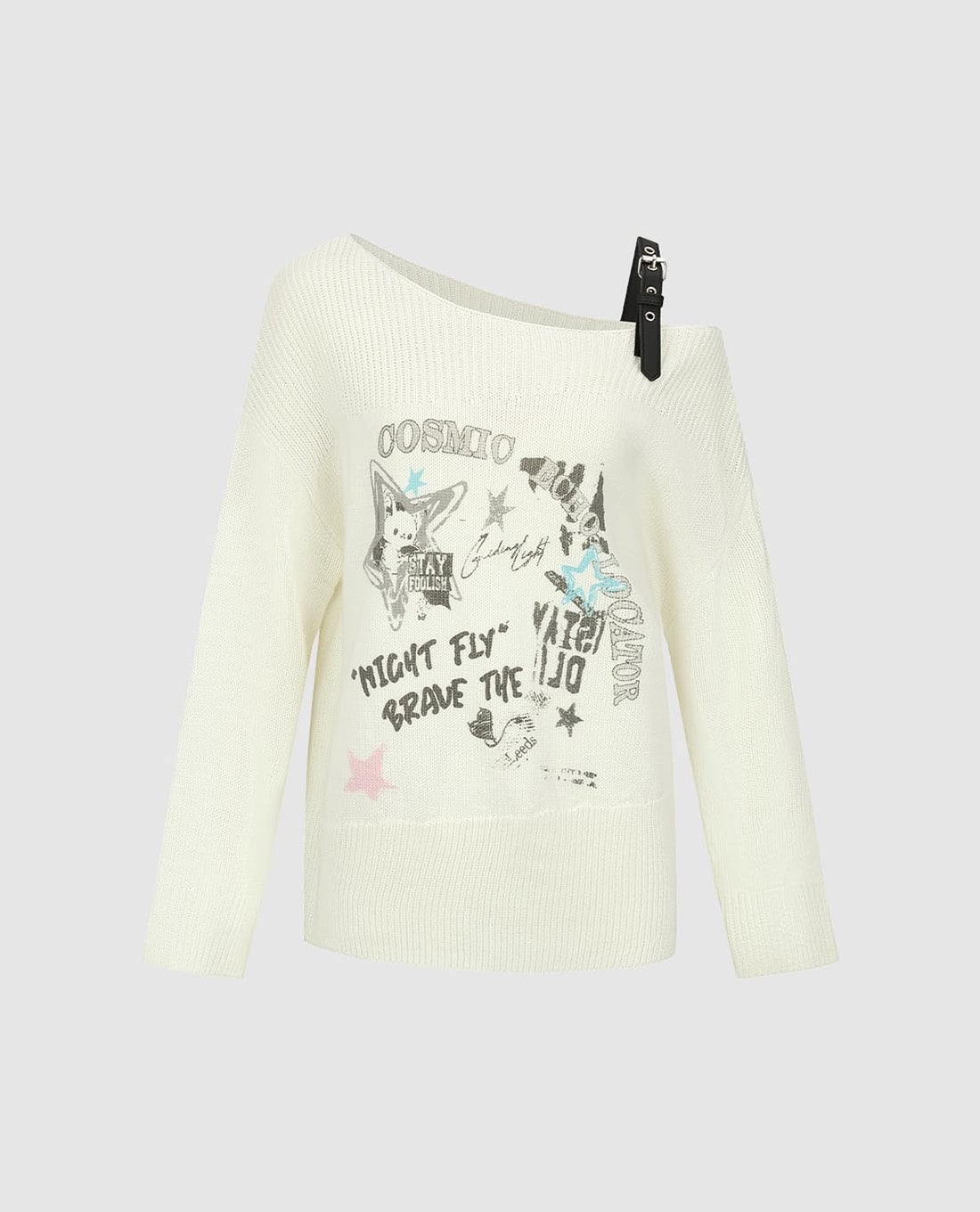 URBAN REVIVO - Áo trễ vai nữ dệt kim phối họa tiết