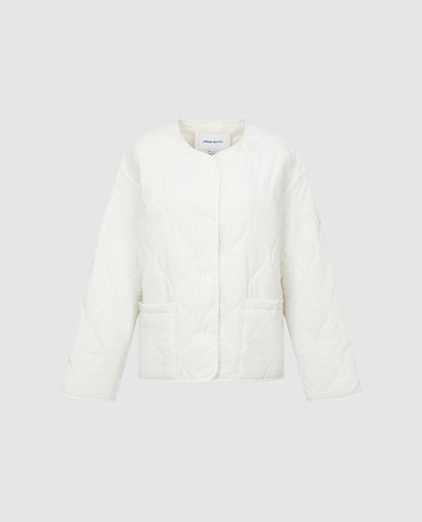  URBAN REVIVO - Áo khoác phao nữ cổ tròn tay dài phối túi 