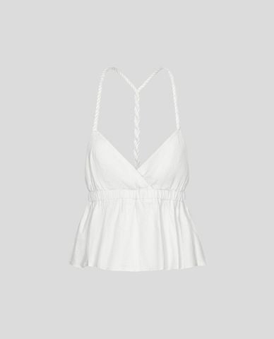  URBAN REVIVO - Áo hai dây nữ cổ yếm bện dây thừng 