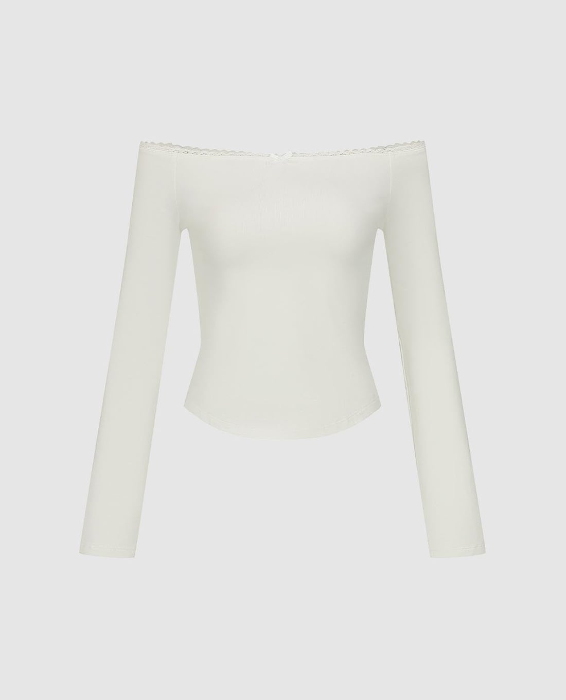 URBAN REVIVO - Áo trễ vai nữ tay dài phom ôm phối nơ