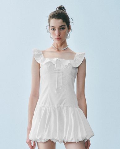  URBAN REVIVO - Đầm hai dây mini cổ vuông dáng xòe 