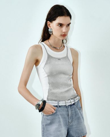  URBAN REVIVO - Áo sát nách nữ cổ tròn phom ôm 