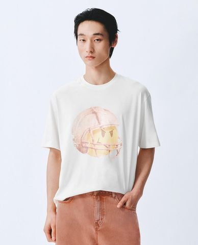  URBAN REVIVO - Áo thun nam cổ tròn tay ngắn in hình 