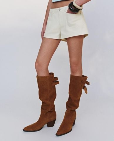  URBAN REVIVO - Quần short ngắn nữ ống rộng cạp vừa 