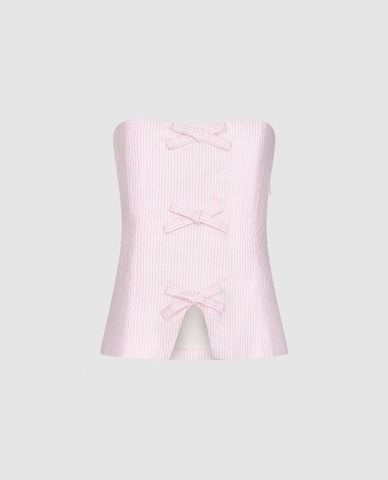  URBAN REVIVO - Áo kiểu nữ cúp ngực phối nơ 