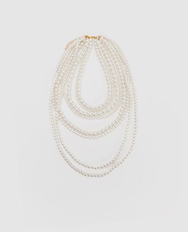  URBAN REVIVO - Vòng cổ nữ ngọc trai nhiều tầng cổ điển 