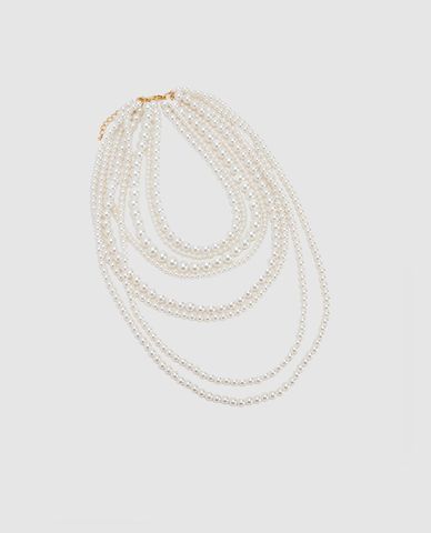  URBAN REVIVO - Vòng cổ nữ ngọc trai nhiều tầng cổ điển 