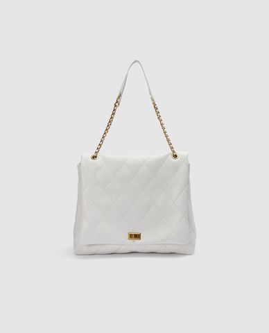  URBAN REVIVO - Túi đeo vai nữ hình thang phối quai xích 