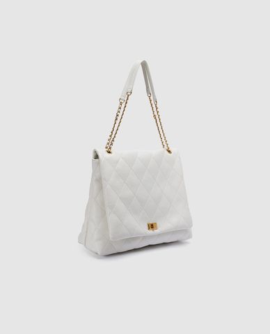  URBAN REVIVO - Túi đeo vai nữ hình thang phối quai xích 