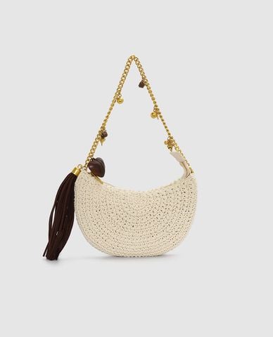  URBAN REVIVO - Túi đeo vai nữ hình bán nguyệt phối charm 