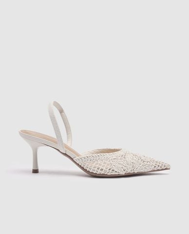  URBAN REVIVO - Giày sandals cao gót nữ bít mũi đan lưới 