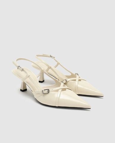  URBAN REVIVO - Giày sandals cao gót nữ bít mũi khóa kim loại 