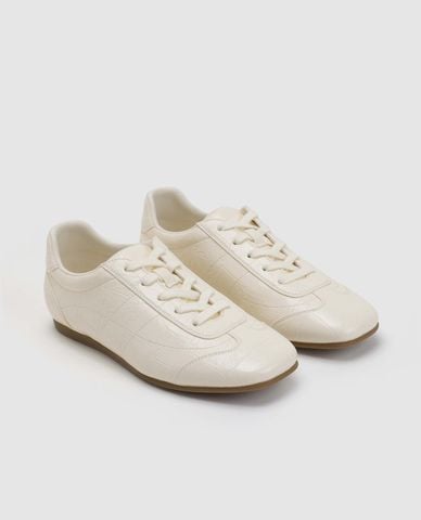  URBAN REVIVO - Giày sneakers nữ cổ thấp vân da 