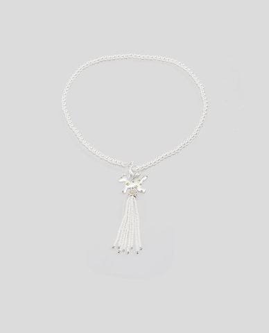  URBAN REVIVO - Vòng cổ nữ hạt ngọc phối charm tua rua 