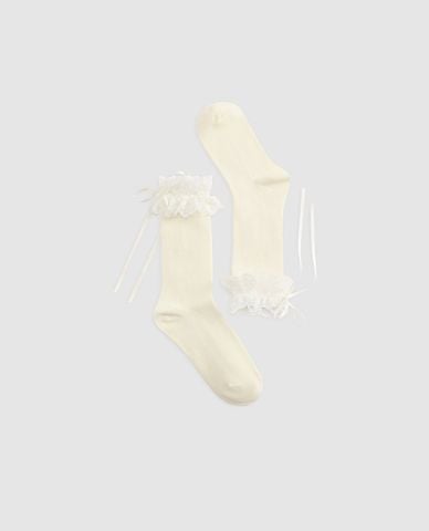  URBAN REVIVO - Vớ nữ cổ cao viền ren 